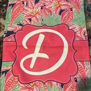 Small garden flag monogrammed with D